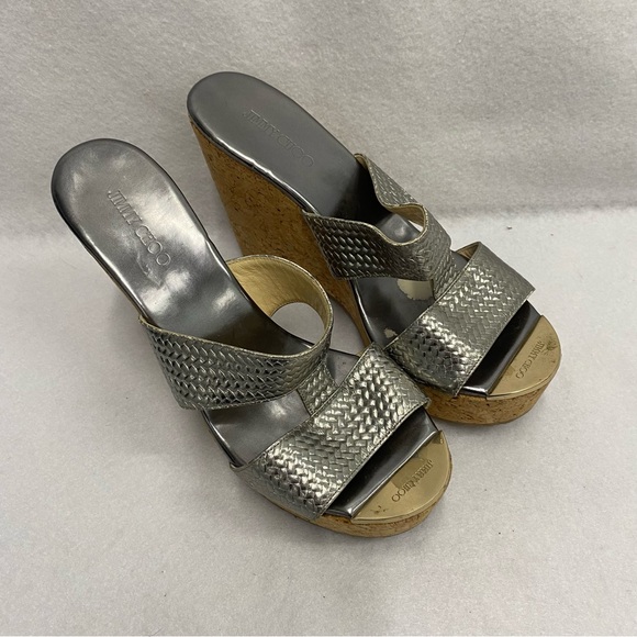 Jimmy Choo Shoes - Jimmy Choo Silver Cork Wedge Heels 37.5